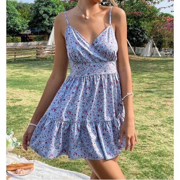 Floral Print Ruffle Hem Cami Dress - Picture 3 of 6